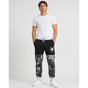 Y2K Streetwear Cityscape Jogger Sweatpants Men’s Zoo York Black White Size M